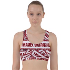 Travel Warning Shield Stamp Back Weave Sports Bra