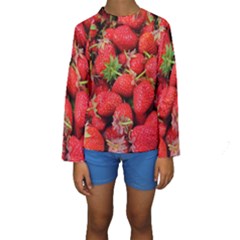 Strawberries Berries Fruit Kids  Long Sleeve Swimwear