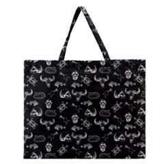 Skeleton Pattern Zipper Large Tote Bag