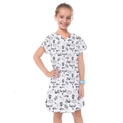 Skeleton Pattern Kids  Drop Waist Dress by Valentinaart