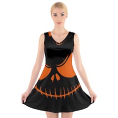 Halloween V-neck Sleeveless Skater Dress by Valentinaart