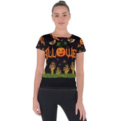 Halloween Short Sleeve Sports Top  by Valentinaart