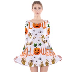 Halloween Long Sleeve Velvet Skater Dress by Valentinaart