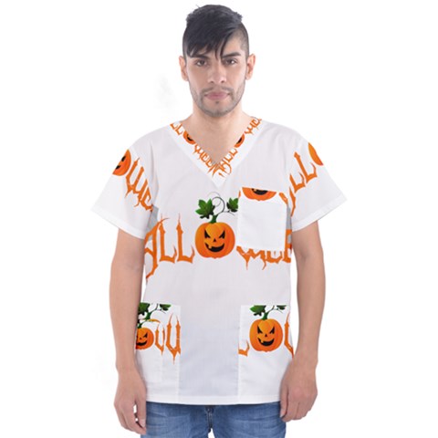 Halloween Men s V-neck Scrub Top by Valentinaart