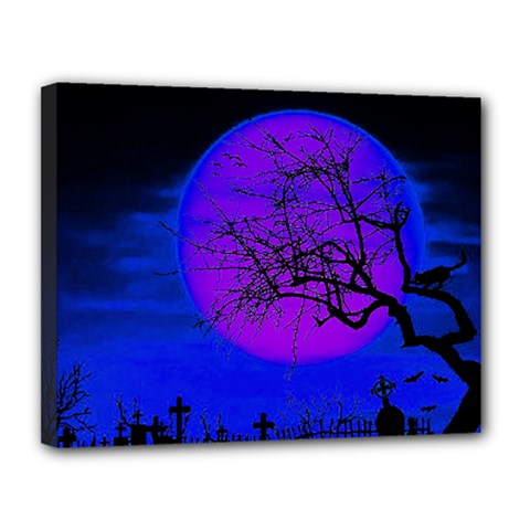 Halloween Landscape Canvas 14  X 11 