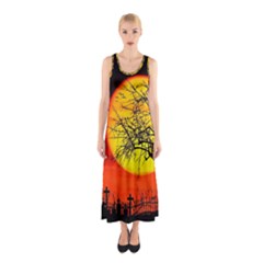 Halloween Landscape Sleeveless Maxi Dress