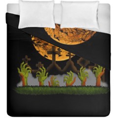 Halloween Zombie Hands Duvet Cover Double Side (king Size) by Valentinaart