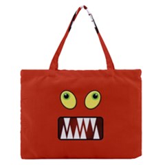 Funny Monster Face Zipper Medium Tote Bag