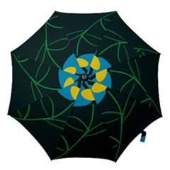 Whimsical Blue Flower Green Sexy Hook Handle Umbrellas (medium) by Mariart