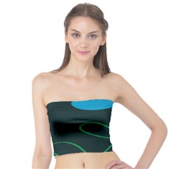 Whimsical Blue Flower Green Sexy Tube Top