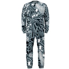 Abstract Floral Pattern Grey Onepiece Jumpsuit (men) 