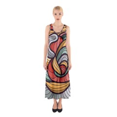 Beautiful Pattern Background Wave Chevron Waves Line Rainbow Art Sleeveless Maxi Dress
