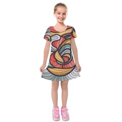 Beautiful Pattern Background Wave Chevron Waves Line Rainbow Art Kids  Short Sleeve Velvet Dress