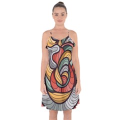 Beautiful Pattern Background Wave Chevron Waves Line Rainbow Art Ruffle Detail Chiffon Dress by Mariart