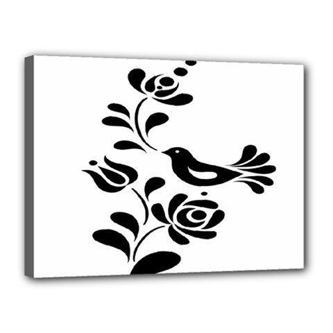 Birds Flower Rose Black Animals Canvas 16  X 12  by Mariart