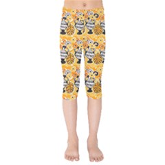 Amfora Leaf Yellow Flower Kids  Capri Leggings 