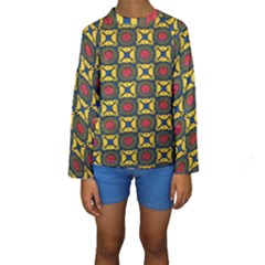 African Textiles Patterns Kids  Long Sleeve Swimwear