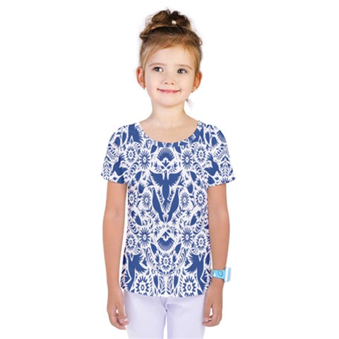 Birds Fish Flowers Floral Star Blue White Sexy Animals Beauty Kids  One Piece Tee by Mariart