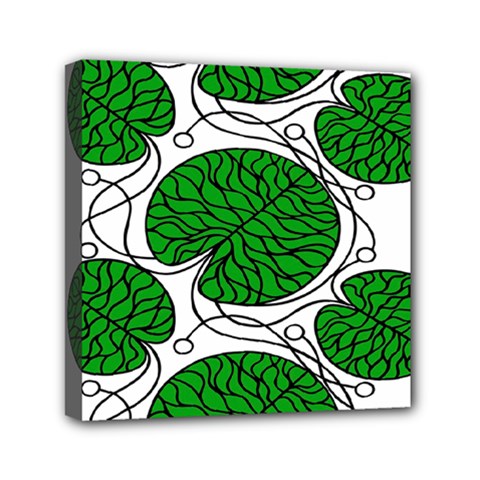 Bottna Fabric Leaf Green Mini Canvas 6  X 6  by Mariart