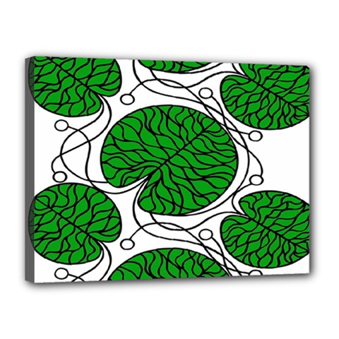 Bottna Fabric Leaf Green Canvas 16  X 12  by Mariart