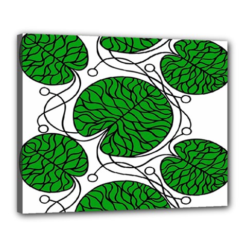 Bottna Fabric Leaf Green Canvas 20  X 16  by Mariart