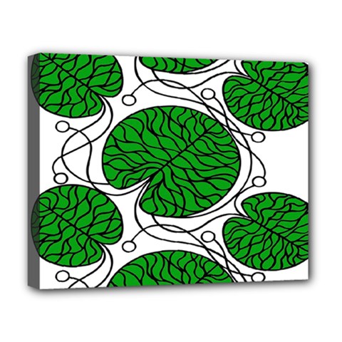 Bottna Fabric Leaf Green Deluxe Canvas 20  X 16   by Mariart