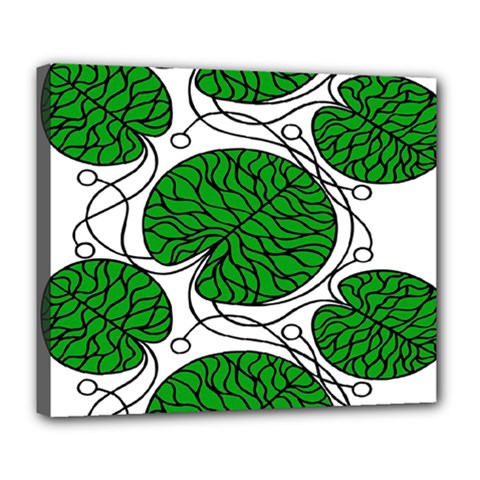 Bottna Fabric Leaf Green Deluxe Canvas 24  X 20   by Mariart