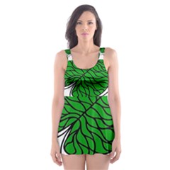 Bottna Fabric Leaf Green Skater Dress Swimsuit by Mariart