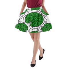 Bottna Fabric Leaf Green A-line Pocket Skirt
