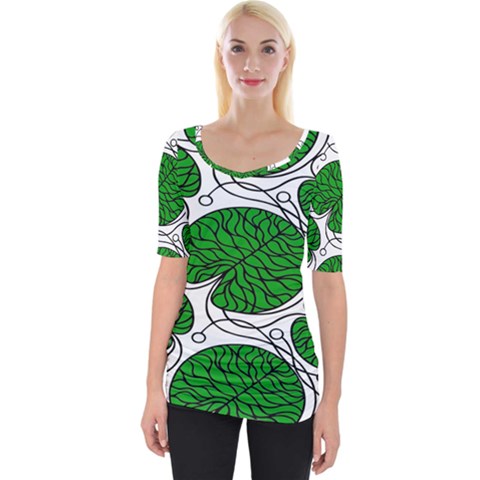 Bottna Fabric Leaf Green Wide Neckline Tee by Mariart