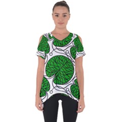 Bottna Fabric Leaf Green Cut Out Side Drop Tee by Mariart