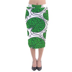 Bottna Fabric Leaf Green Velvet Midi Pencil Skirt by Mariart