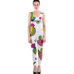 Cactus Seamless Pattern Background Polka Wave Rainbow Onepiece Catsuit