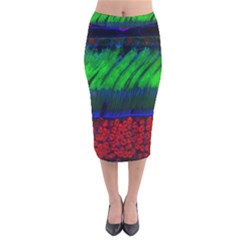 Cells Rainbow Velvet Midi Pencil Skirt