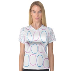 Circles Featured Pink Blue V-neck Sport Mesh Tee