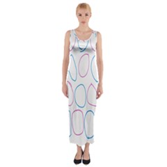 Circles Featured Pink Blue Fitted Maxi Dress by Mariart