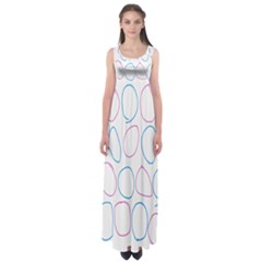 Circles Featured Pink Blue Empire Waist Maxi Dress by Mariart