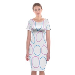 Circles Featured Pink Blue Classic Short Sleeve Midi Dress by Mariart