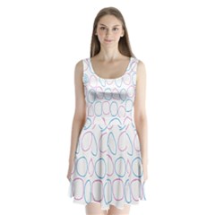 Circles Featured Pink Blue Split Back Mini Dress  by Mariart