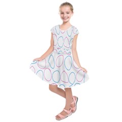 Circles Featured Pink Blue Kids  Short Sleeve Dress by Mariart