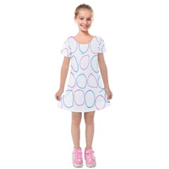 Circles Featured Pink Blue Kids  Short Sleeve Velvet Dress by Mariart