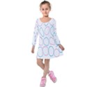 Circles Featured Pink Blue Kids  Long Sleeve Velvet Dress View1