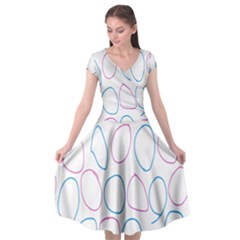 Circles Featured Pink Blue Cap Sleeve Wrap Front Dress by Mariart