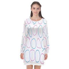 Circles Featured Pink Blue Long Sleeve Chiffon Shift Dress  by Mariart