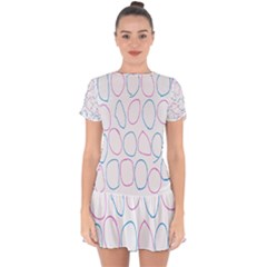 Circles Featured Pink Blue Drop Hem Mini Chiffon Dress by Mariart