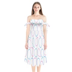 Circles Featured Pink Blue Shoulder Tie Bardot Midi Dress by Mariart