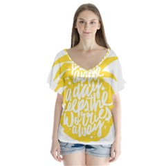 Cute Pineapple Yellow Fruite V-neck Flutter Sleeve Top by Mariart