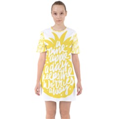 Cute Pineapple Yellow Fruite Sixties Short Sleeve Mini Dress by Mariart