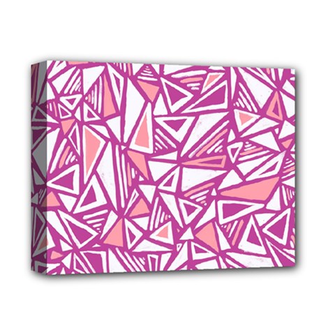 Conversational Triangles Pink White Deluxe Canvas 14  X 11  by Mariart