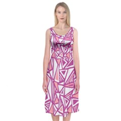 Conversational Triangles Pink White Midi Sleeveless Dress by Mariart
